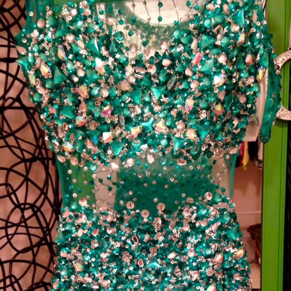 Women’s Sparkly Emerald Green Long Prom Dress